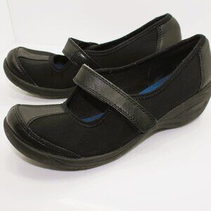 Easy Spirit Shoes Womens 6 M kenisha  Mary Jane Black Fabric Round Toe Wedge